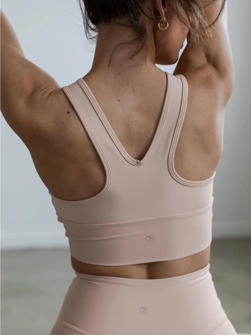 Savvi Julia Bra 2X Blush Pink Ruched Racerback Longline Sports Bra